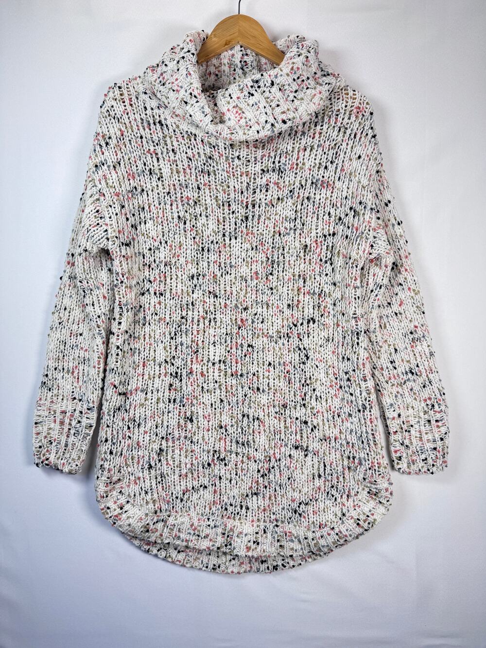 Jessica Simpson Confetti Chenille Granola Girl Cowl Tunic Sweater Oversized L